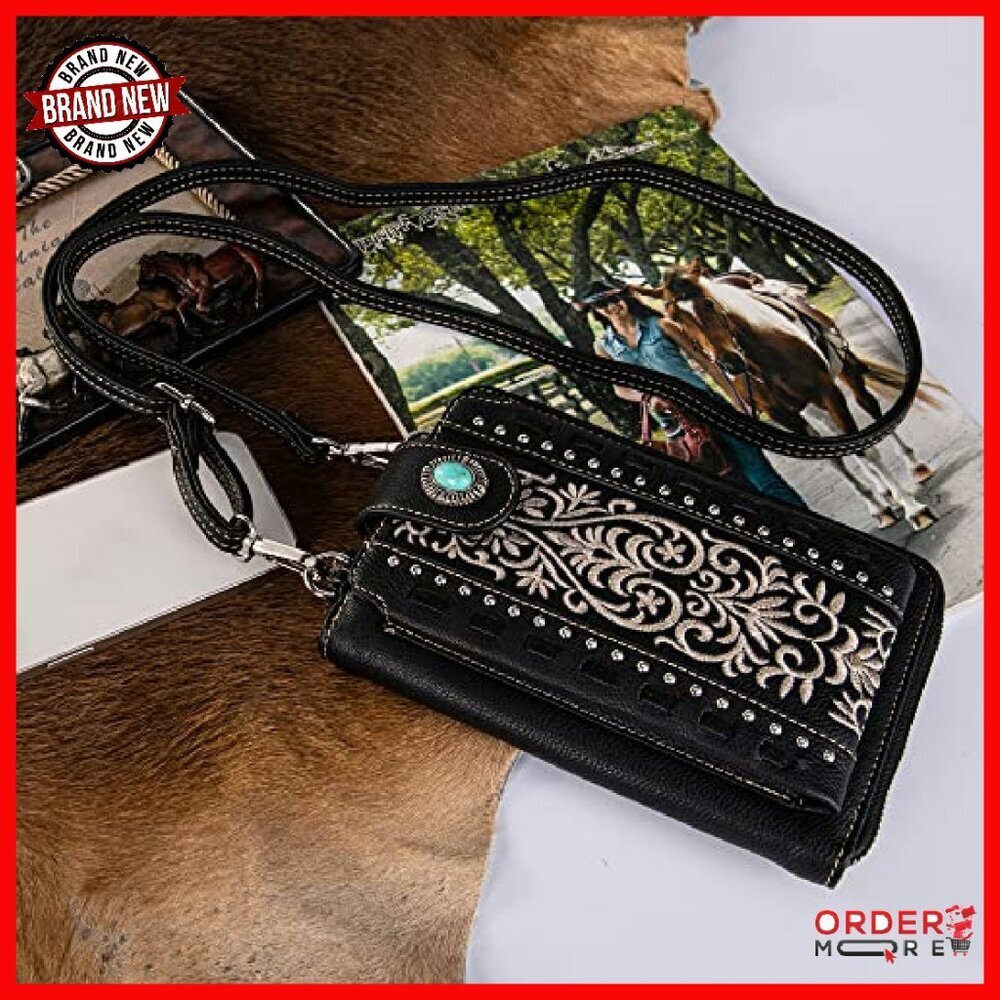 Small Vegan Leather Crossbody Bag with 12 Card Slots & Phone Pocket - Picture 4 of 8